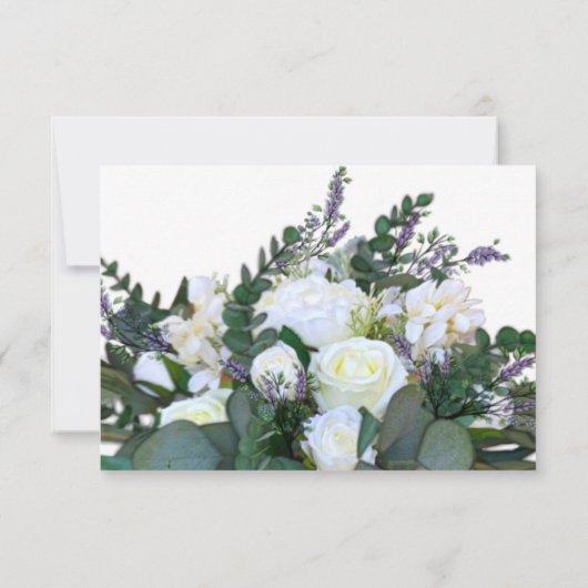 Elegante witte bloemen eucalyptus lavendel RSVP (Achterkant)