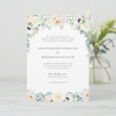 Elegante Witte Bloemen Fine Art Wedding Kaart (Staand voorkant)
