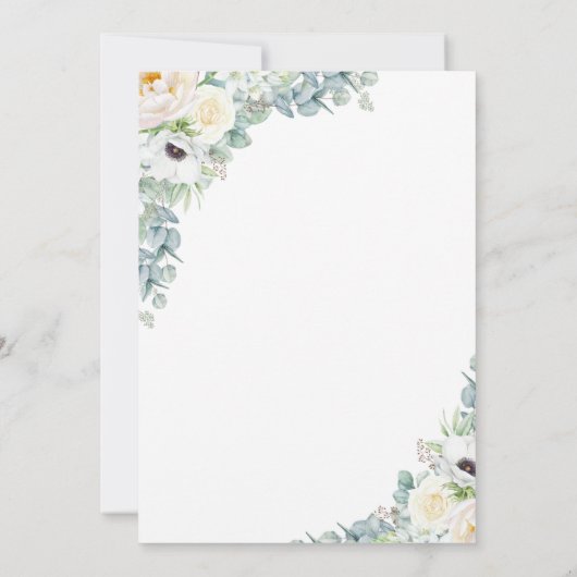 Elegante Witte Bloemen Fine Art Wedding Kaart (Achterkant)