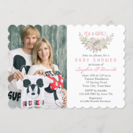 Elegante witte bloemen foto baby shower kaart