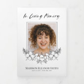 Elegante witte bloemen foto begrafenis drieluik programma (Cover)