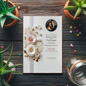 Elegante Witte Bloemen Foto Huwelijksuitnodiging Kaart
