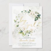 Elegante witte bloemen Geslacht onthullen jongen o Kaart (Voorkant)