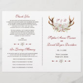 Elegante witte bloemen gewei bruiloft programma (Voorkant)