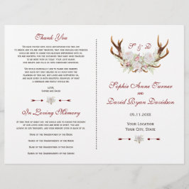 Elegante witte bloemen gewei bruiloft programma