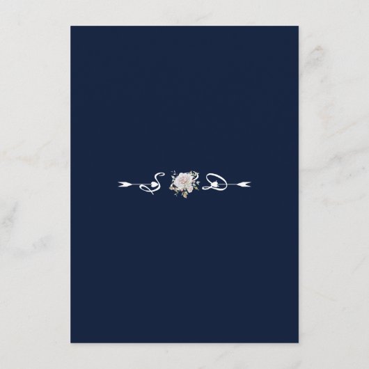 Elegante witte bloemen gewei marine bruiloft detai informatiekaartje (Achterkant)