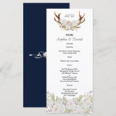 Elegante Witte Bloemen Geweien Monogram Menu (Voorkant / Achterkant)