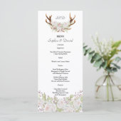 Elegante Witte Bloemen Geweien Monogram Menu (Staand voorkant)