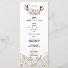 Elegante Witte Bloemen Geweien Monogram Menu