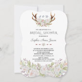 Elegante Witte Bloemen Geweien Navy Bruidsfeest Kaart (Voorkant)