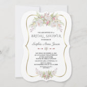 Elegante Witte Bloemen Goud Navy Bruiloft Feest Kaart (Voorkant)