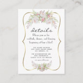 Elegante Witte Bloemen Goud Navy Trouwdetails Informatiekaartje (Voorkant)