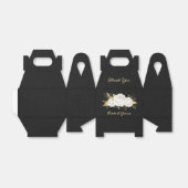 Elegante witte bloemen goud zwart bruiloft bedankdoosjes (Uitgevouwen)