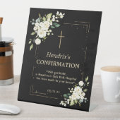 Elegante witte bloemen gouden Confetti bevestiging Reclamebord Met Voetstuk (Insitu)