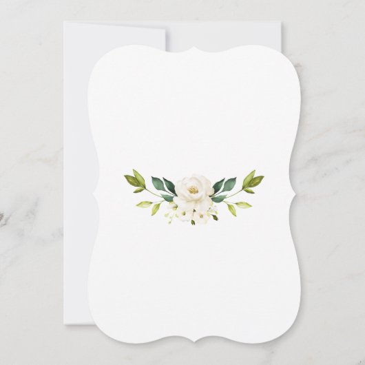 Elegante Witte Bloemen Gouden Kruis Doop Kaart (Achterkant)