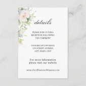 Elegante witte bloemen groen bloemenbruiloft informatiekaartje (Voorkant)