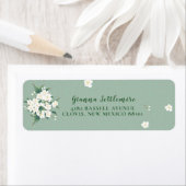 Elegante witte bloemen groene achtergrond etiket (Insitu)
