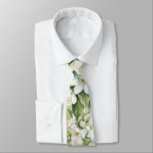 Elegante Witte Bloemen Groene Bruidegom Bruiloft Stropdas (Gebonden)