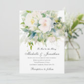 Elegante Witte Bloemen Groene Christelijke Bruilof Kaart (Staand voorkant)