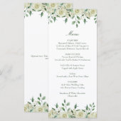 Elegante Witte Bloemen Groene Doopfeest Decoratie Menu (Voorkant / Achterkant)