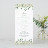 Elegante Witte Bloemen Groene Dopen Menu (Staand voorkant)