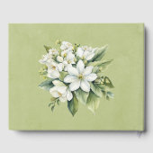 Elegante witte bloemen groene Waterverven bruiloft Gastenboek (Achterkant)
