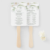 Elegante witte bloemen | Huwelijksfanprogramma Handwaaier (Voorkant en achterkant)