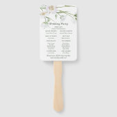 Elegante witte bloemen | Huwelijksfanprogramma Handwaaier (Achterkant)