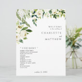 Elegante Witte Bloemen II Trouwprogramma Programmakaart (Staand voorkant)