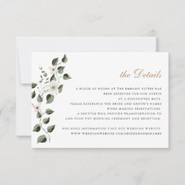 Elegante witte bloemen klimop groen wedding detail kaart