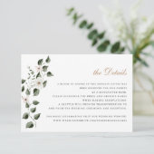 Elegante witte bloemen klimop groen wedding detail kaart (Staand voorkant)