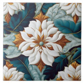 Elegante witte bloemen met Blauwgroen bladeren in Tegeltje (Voorkant)