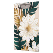 Elegante witte bloemen met groen en goud gebladert klembord (Links)