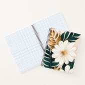 Elegante witte bloemen met groen en goud gebladert notitieboek (Binnen)