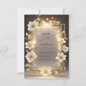 Elegante witte bloemen met lichten bruiloft RSVP kaartje (Voorkant)