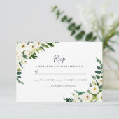 Elegante Witte Bloemen Moderne Trouw RSVP (Staand voorkant)