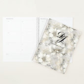 Elegante Witte Bloemen Monogram Gepersonaliseerde Planner (Display)