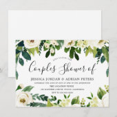 Elegante Witte Bloemen Mooie Koppels Bruidsfeest Kaart (Voorkant / Achterkant)