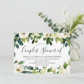 Elegante Witte Bloemen Mooie Koppels Bruisfeest Kaart (Staand voorkant)