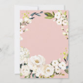 Elegante witte bloemen op blush roze bruiloft kaart (Achterkant)