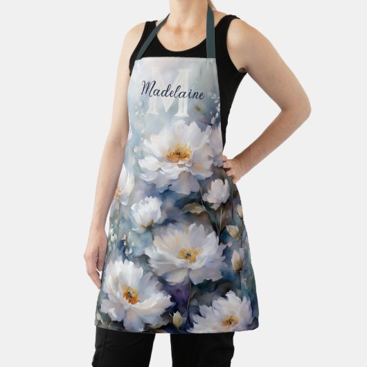 Elegante witte bloemen op zachte pastel schort (Insitu)