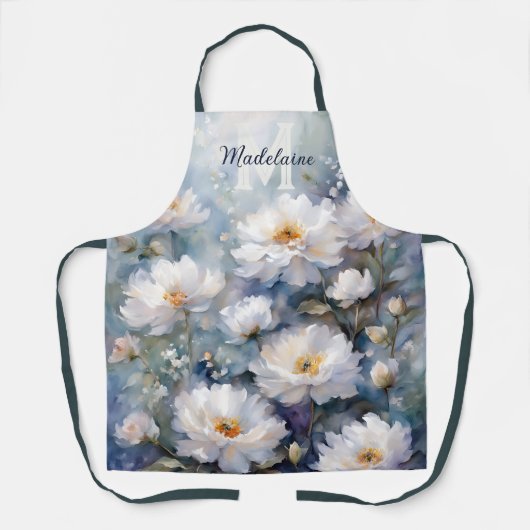 Elegante witte bloemen op zachte pastel schort (Voorkant)