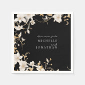 Elegante witte bloemen op zwart bruiloft bijbel ve servet (Voorkant)