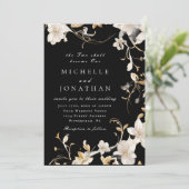 Elegante witte bloemen op zwarte Christelijke brui Kaart (Staand voorkant)