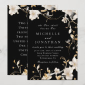 Elegante witte bloemen op zwarte Christelijke brui Kaart (Voorkant / Achterkant)