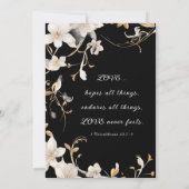 Elegante Witte Bloemen op Zwarte Foto Huwelijksbij Save The Date (Achterkant)