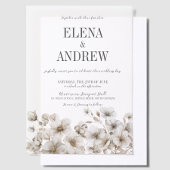 Elegante witte bloemen overlay bruiloft vellum uitnodigingen