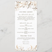 Elegante Witte Bloemen Quinceanera Voedsel Drinken Menu (Achterkant)