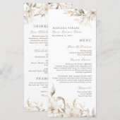 Elegante Witte Bloemen Quinceanera Voedsel Drinken Menu (Voorkant / Achterkant)