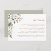 Elegante witte bloemen salie groene bruiloft detai kaart (Voorkant / Achterkant)